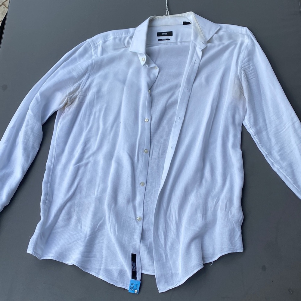 All white button down BOSS